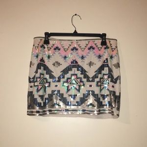 Express Aztec Sequined Mini Skirt  size M